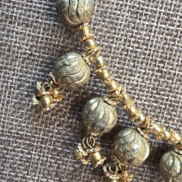 Boho Tribal Gold Bead Statement Necklace - Picture 3 of 6